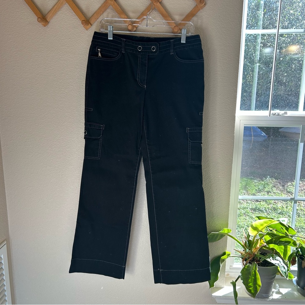 Bondage Pants Black Goth Grunge Rave Rare Y2K Cargo Size 6 Ann Taylor Loft BIN4